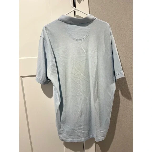 IZOD Silkwash Mens XL Light Blue Short Sleeve Pique Polo Shirt Crest Logo - Picture 6 of 6